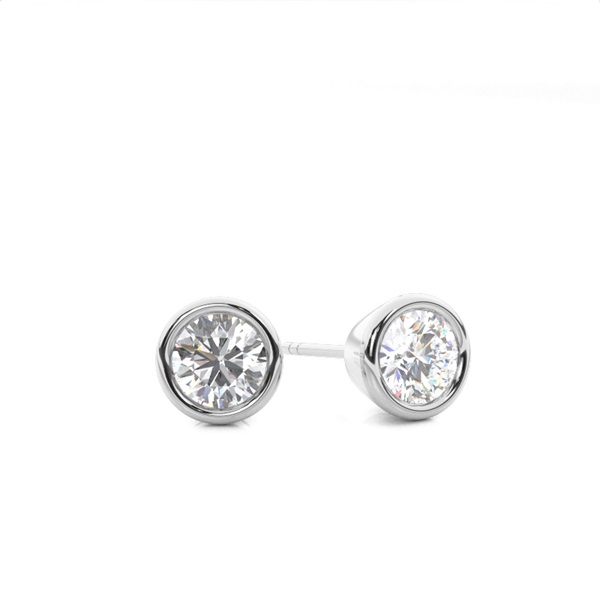 White Gold Round Diamond Stud Earrings