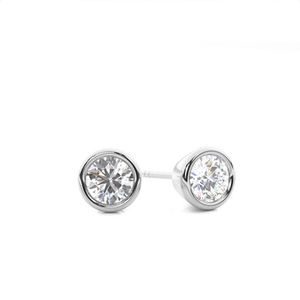 White Gold Round Diamond Stud Earrings
