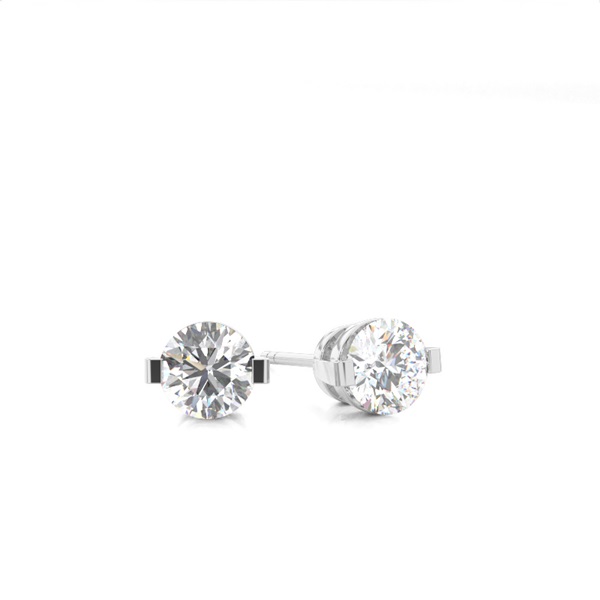 White Gold Round Diamond Stud Earrings