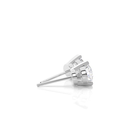 Bar Setting Round Moissanite Stud Earring