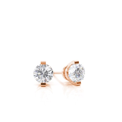 Bar Setting Round Moissanite Stud Earring