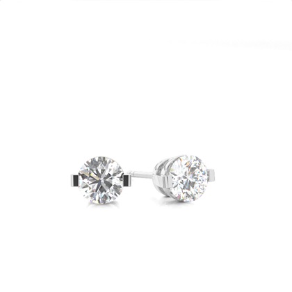 White Gold Round Diamond Stud Earrings