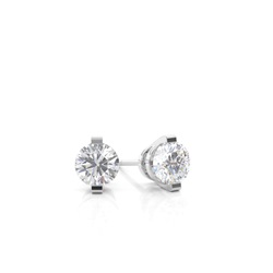 Bar Setting Round Moissanite Stud Earring