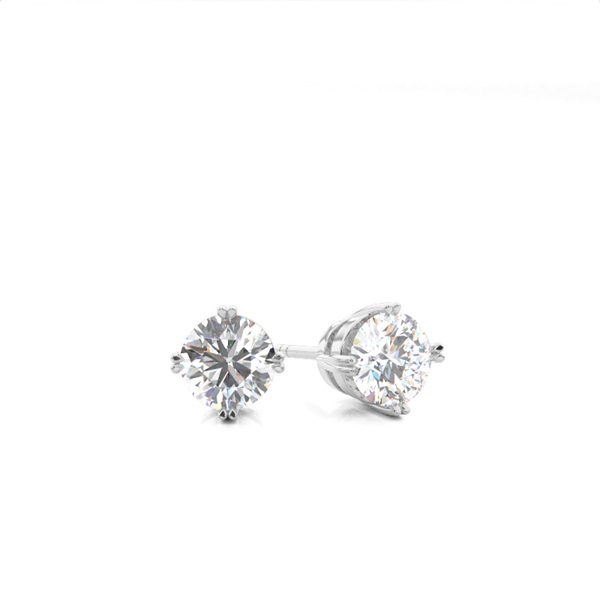 White Gold Round Diamond Stud Earrings