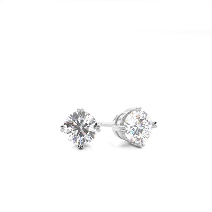 White Gold Round Diamond Stud Earrings