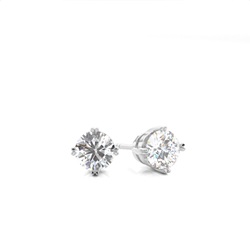 White Gold Round Diamond Stud Earrings