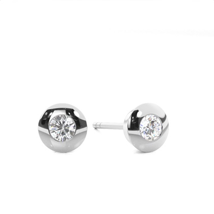 White Gold Round Diamond Stud Earrings