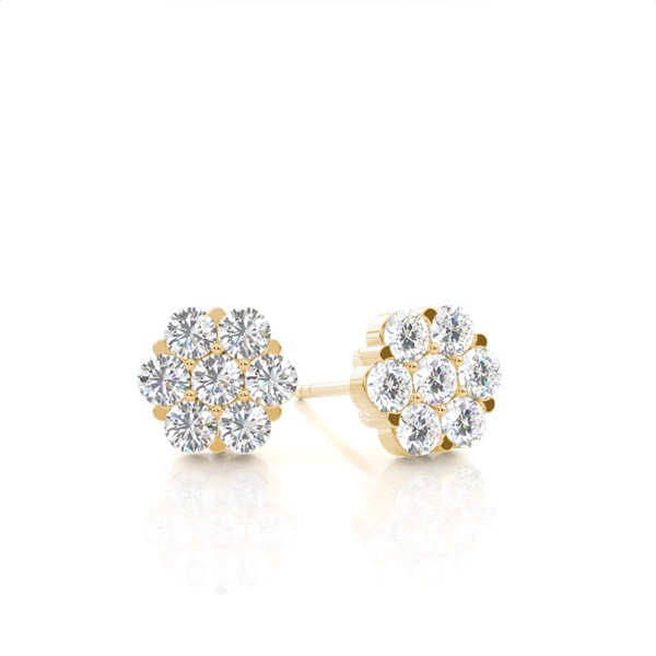 White Gold Round Diamond Cluster Earrings