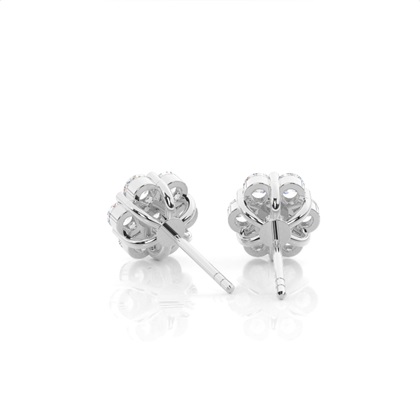 White Gold Round Diamond Cluster Earrings