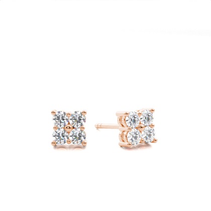 Rose Gold Cluster Diamond Earrings