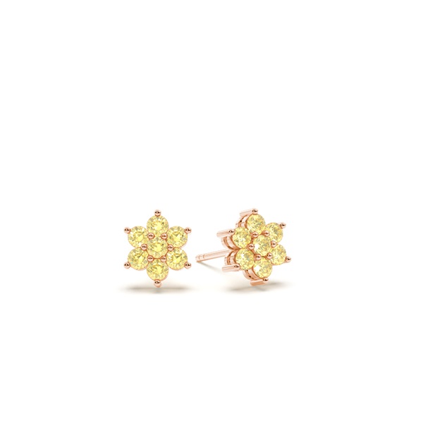 Yellow Diamond Cluster Earrings