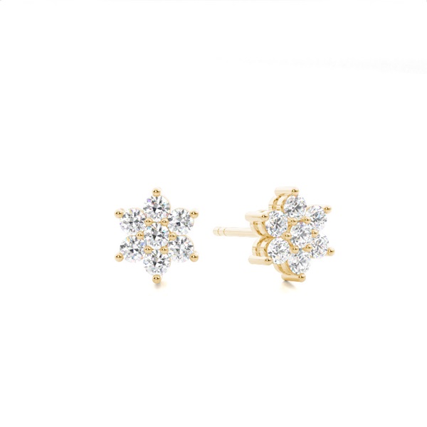 White Gold Round Diamond Cluster Earrings