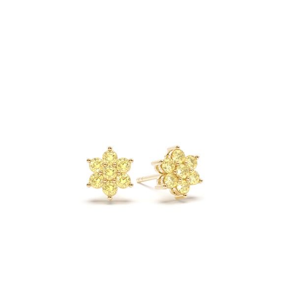 Yellow Diamond Cluster Earrings