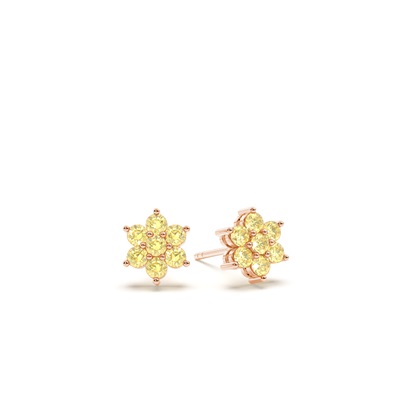 Yellow Diamond Cluster Earrings