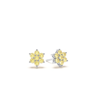 Yellow Diamond Cluster Earrings