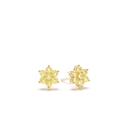 Yellow Diamond Cluster Earrings