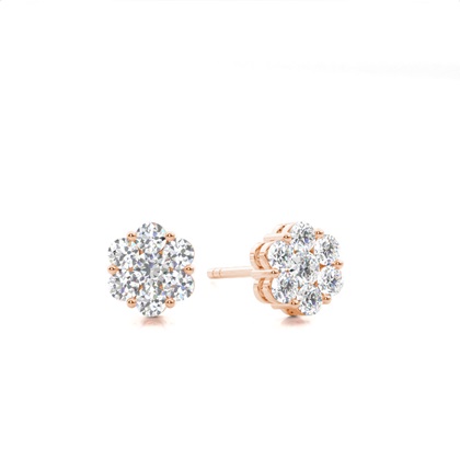 Rose Gold Cluster Diamond Earrings