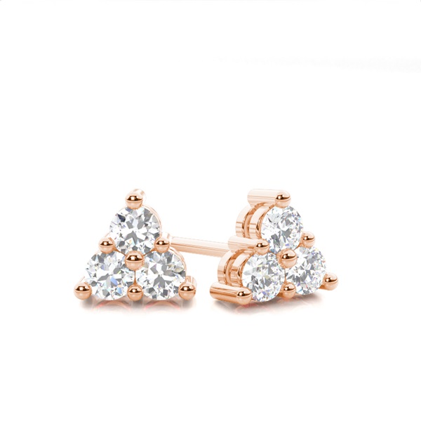 White Gold Round Diamond Cluster Earrings
