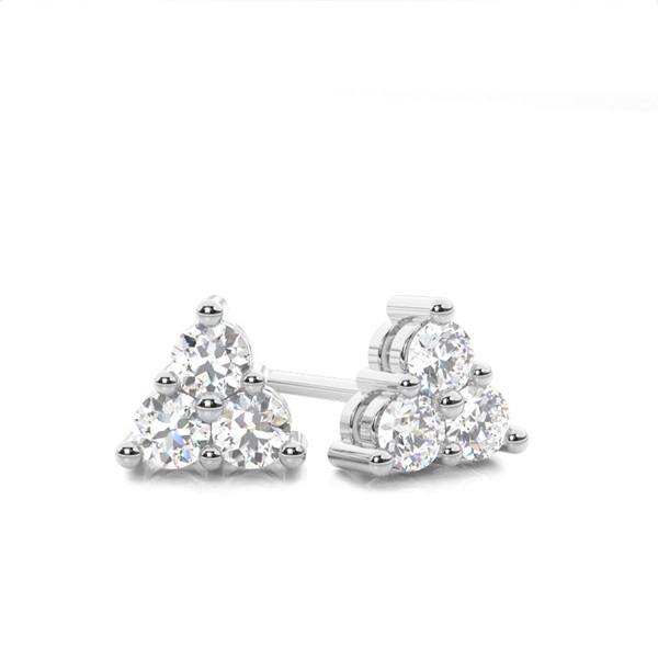 White Gold Round Diamond Cluster Earrings