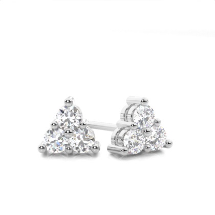 White Gold Round Diamond Cluster Earrings