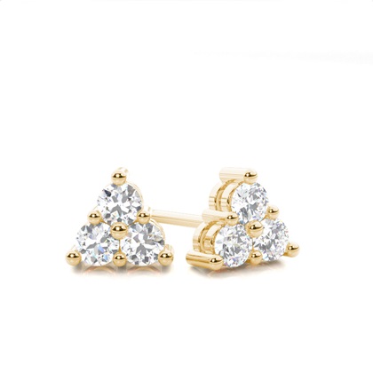 Yellow Gold Cluster Diamond Earrings