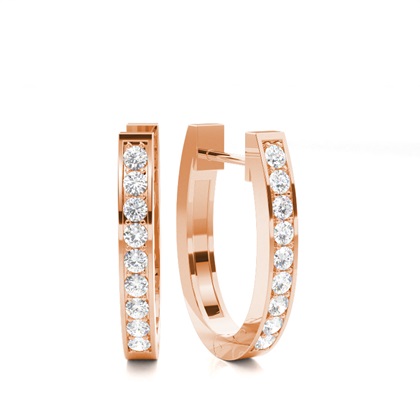Rose Gold Diamond Hoop Diamond Earrings