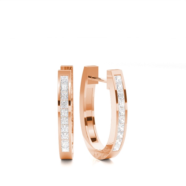 White Gold Princess Diamond Hoop Earrings