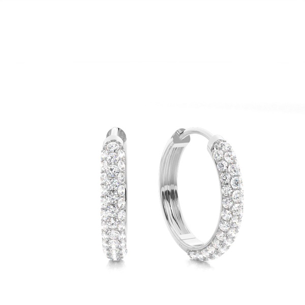 White Gold Round Diamond Hoop Earrings
