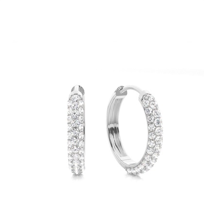 White Gold Round Diamond Hoop Earrings