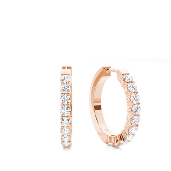 White Gold Round Diamond Hoop Earrings