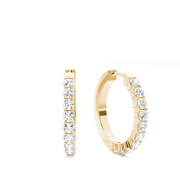 White Gold Round Diamond Hoop Earrings