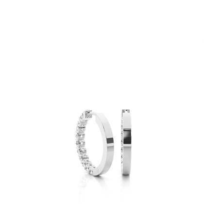 White Gold Round Diamond Hoop Earrings