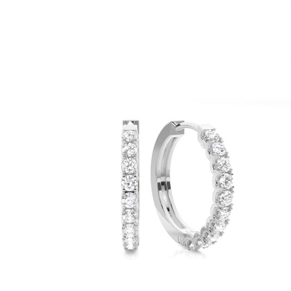 White Gold Round Diamond Hoop Earrings