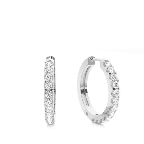 White Gold Round Diamond Hoop Earrings