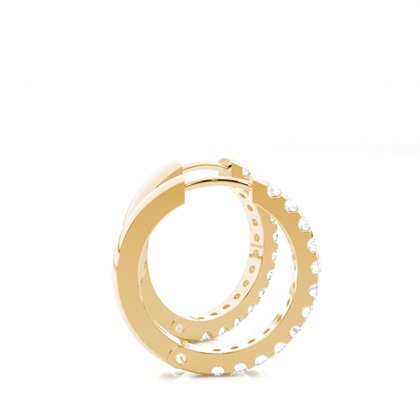 Yellow Gold Diamond Hoop Diamond Earrings