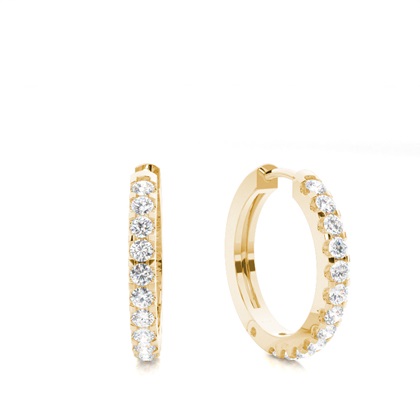 Yellow Gold Diamond Hoop Diamond Earrings