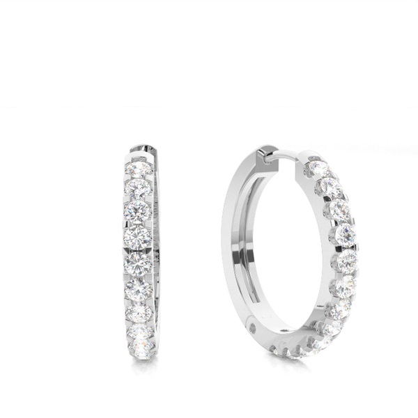White Gold Round Diamond Hoop Earring