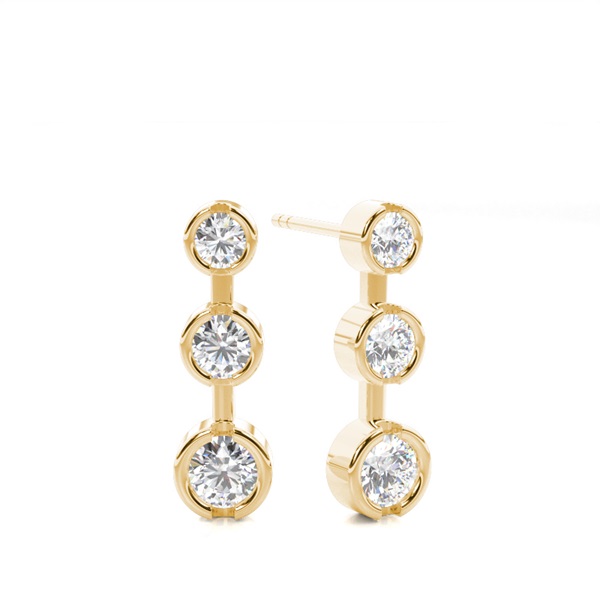White Gold Round Diamond Journey Earrings