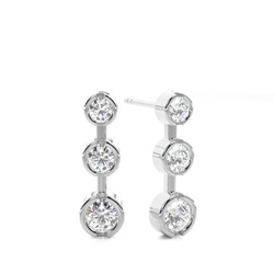 White Gold Round Diamond Journey Earrings