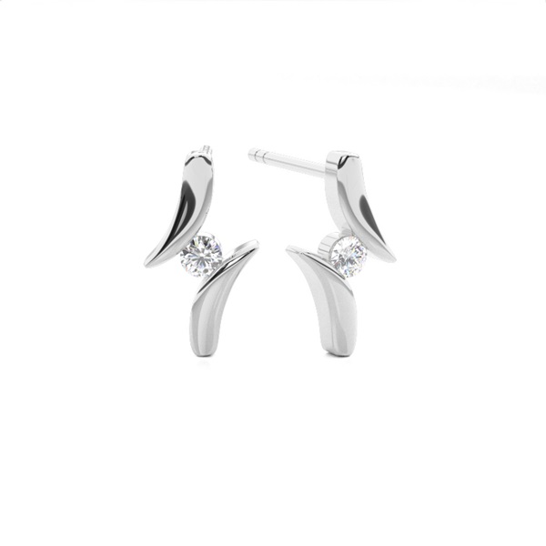 White Gold Round Diamond Designer Earrings