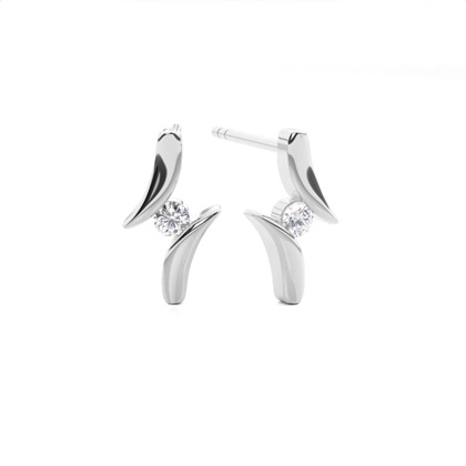 White Gold Round Diamond Designer Earrings