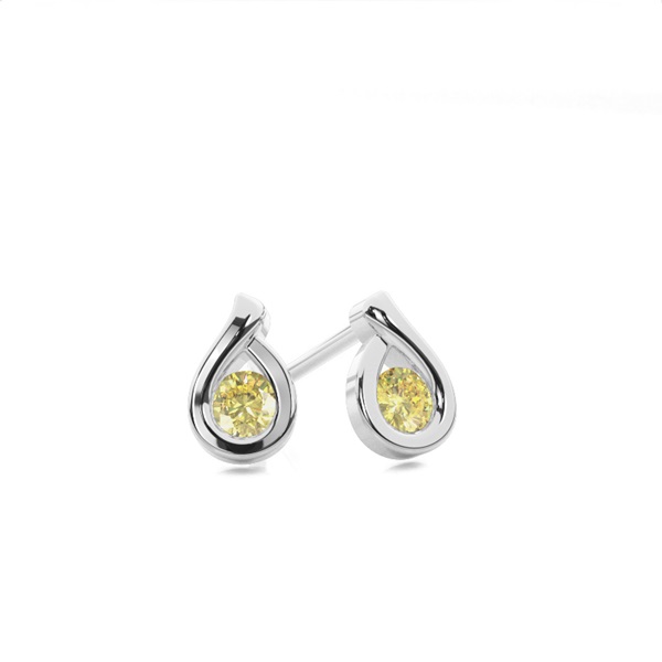 Bezel Set Yellow Diamond Stud Earring