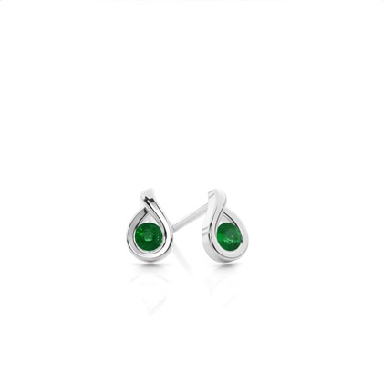 Round Stud Emerald Earrings