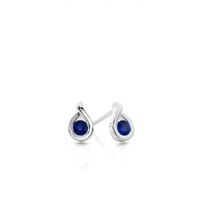 Round Stud Blue Sapphire Earrings