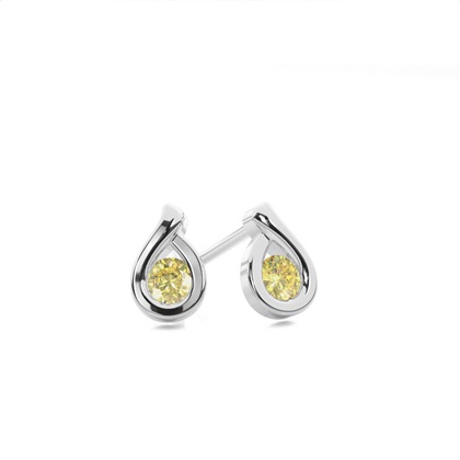 Bezel Set Yellow Diamond Stud Earring