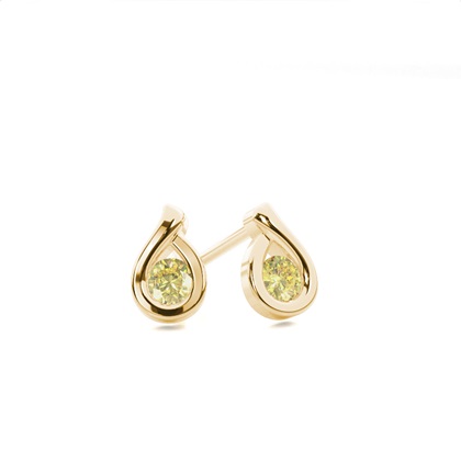 Bezel Set Yellow Diamond Stud Earring