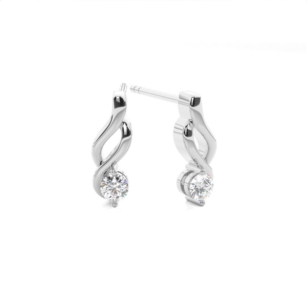 White Gold Round Diamond Designer Earrings