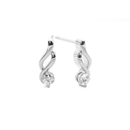 White Gold Round Diamond Designer Earrings