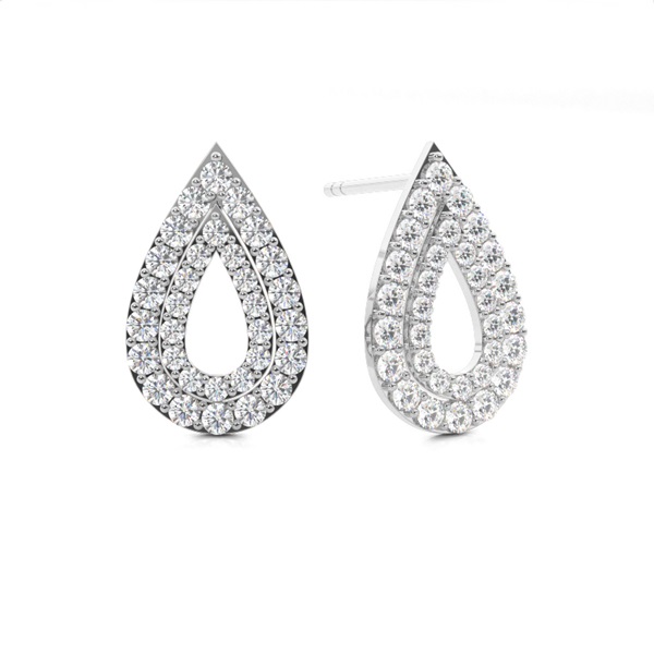 White Gold Round Diamond Designer Earrings