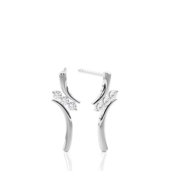 White Gold Round Diamond Designer Earrings